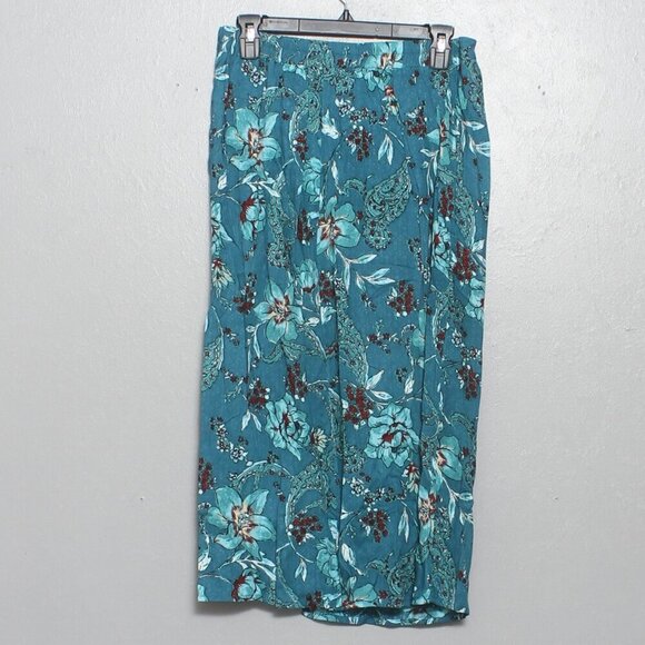 Band of the free nwt CELENE TEAL FLORAL LAYERED MIDI SKIRT - Picture 2 of 10